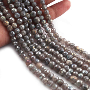 1 Strand Labradorite Silver Coated Best Quality Faceted Round Balls - Faceted Balls Beads -5mm  10 Inches BR0721 - Tucson Beads