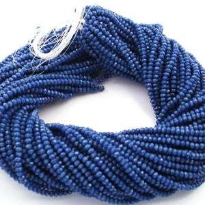 5 Long Strand Blue  Galss Faceted  Rondelles - Round Shape Beads 3mm -4 mm-14 Inches RB0304 - Tucson Beads