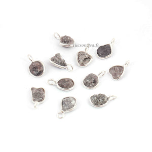 1 Pc Natural Rough Grey Diamond 925 Sterling Silver Pendant- Raw Uncut Diamond -12mmx6mm BDU057 - Tucson Beads