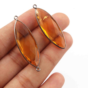 9 Pcs Citrine Faceted Oxidized Sterling Silver Marquise Connector/Pendant 39mmx13mm-41mmx13mm SS854 - Tucson Beads
