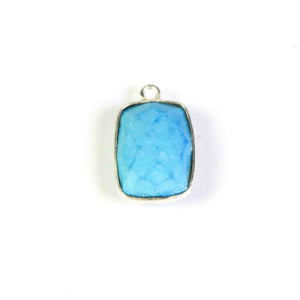 10 Pcs Turquoise Faceted Rectangle 925 Sterling Silver Pendant/Connector - Turquoise  Pendant/Connector  21mmx11mm-18mmx11mm SS611 - Tucson Beads