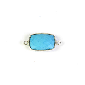 10 Pcs Turquoise Faceted Rectangle 925 Sterling Silver Pendant/Connector - Turquoise  Pendant/Connector  21mmx11mm-18mmx11mm SS611 - Tucson Beads