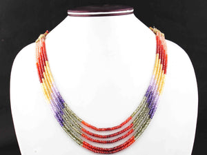 5 Strands AAA Quality Multi Zircon  Faceted Rondelles Ready To Wear Necklace -Multi Zircon   Rondelles Beads 3mm 15 Inch BR901 - Tucson Beads