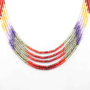 5 Strands AAA Quality Multi Zircon  Faceted Rondelles Ready To Wear Necklace -Multi Zircon   Rondelles Beads 3mm 15 Inch BR901 - Tucson Beads