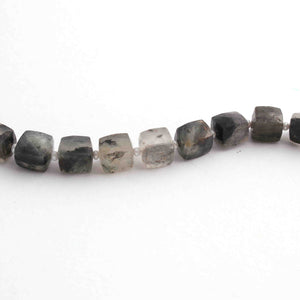 1  Long Strand Black Rutile Faceted Briolettes -Cube Shape  Briolettes  8mm- 7 Inches BR2331 - Tucson Beads