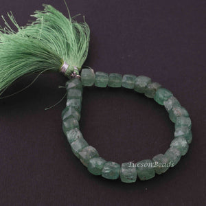 1 Strand Green Rutile Cube Shape Briolettes - Green Rutile Briolettes 8mm  7.5 Inches BR3053 - Tucson Beads