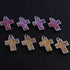 10 Pcs Mystic Multi Druzzy Cross Pendant, Silver Plated, Single Bail Pendant, Bezel Cross Pendant   18mmX13mm PC010