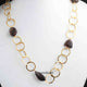 1 Necklace 24 K Gold Plated with Smoky Quartz Gemstone Copper Link Chain, Round Ring Chain, Cable Link Chain, Jewelry Making 14mm-38mm 25 Inches, GPC1210 - Tucson Beads