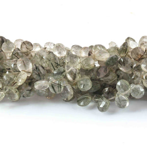 1 Strand Green Rutile Faceted Briolettes - Pear Drop Shape Briolettes -8mmx6mm -8 inch BR0618 - Tucson Beads