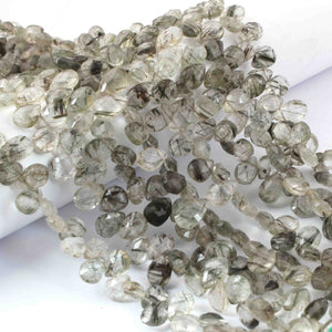 1 Strand Green Rutile Faceted Briolettes - Pear Drop Shape Briolettes -8mmx6mm -8 inch BR0618 - Tucson Beads