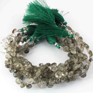 1 Strand Green Rutile Faceted Briolettes -Heart Shape Briolettes - 7mmx8mm 8 inch BR0602 - Tucson Beads