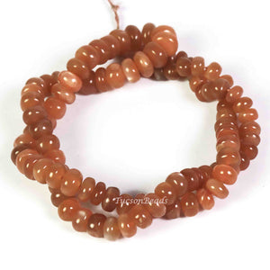 1 Long  Strand Chocolate Moonstone Smooth Roundels  -Round Shape  Roundels 9mmx6mm-6mmx4mm  -18 Inches BR2610 - Tucson Beads