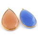2  Pcs Mix Stone Faceted Pear Shape 24k Gold Plated Pendant - 49mmx27mm-55mmx29mm-PC702 - Tucson Beads