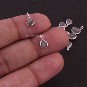 1 Pc Natural Rough Grey Diamond 925 Sterling Silver Pendant - Raw Uncut Diamond -11mmx7mm BDU064 - Tucson Beads