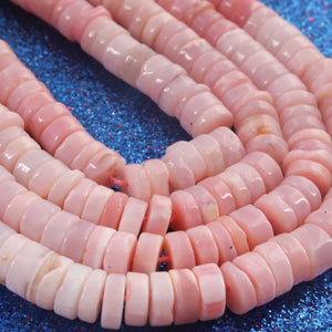 1  Strand  Natural Pink  Opal Smooth Heishi Tyre Shape Gemstone Beads, Pink  Opal Plain Tyre Rondelles Beads -7mm - 16 Inches BR02805 - Tucson Beads