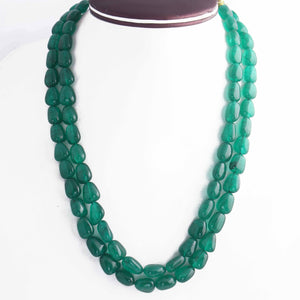 565 Carats 2 Strands Of Genuine Green Onyx Necklace - Smooth Assorted Beads - Rare & Natural Necklace - Stunning Elegant Necklace SPB0235 - Tucson Beads