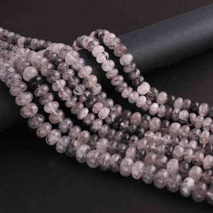 1 Strand Black Rutile Smooth Rondelles - Rutile Rondelles Beads - 6mm- 9mm -13 Inches BR01092 - Tucson Beads