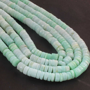 1  Strand  Natural Green Opal Smooth Heishi Tyre Shape Gemstone Beads,  Green Opal Plain Tyre Rondelles Beads,7mm 16 Inches BR02806 - Tucson Beads