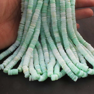 1  Strand  Natural Green Opal Smooth Heishi Tyre Shape Gemstone Beads,  Green Opal Plain Tyre Rondelles Beads,7mm 16 Inches BR02806 - Tucson Beads