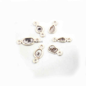 1 Pc Natural Grey White Slice Raw Diamond 925 Sterling Silver Connector- Diamond Slice Connector, Uncut Diamond,  -15mmx6mm BDU079 - Tucson Beads