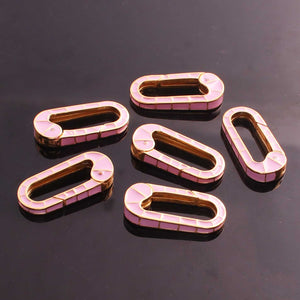 1 Pc Pink Color Designer Enemel Carabiner - 925 Sterling Vermeil- Enemel Lock 26mmx11mm CB070 - Tucson Beads