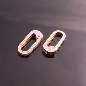 1 Pc Pink Color Designer Enemel Carabiner - 925 Sterling Vermeil- Enemel Lock 26mmx11mm CB070 - Tucson Beads