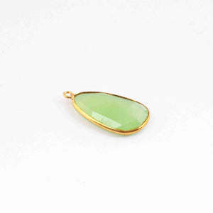 10 Pcs Green Chalcedony 24k Gold Plated Faceted Assorted  Shape Pendant Single Bali - 26mmx14mm -PC1041 - Tucson Beads