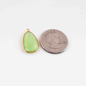 10 Pcs Green Chalcedony 24k Gold Plated Faceted Assorted  Shape Pendant Single Bali - 26mmx14mm -PC1041 - Tucson Beads