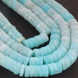 1  Strand  Natural Peru Opal Smooth Heishi Tyre Shape Gemstone Beads,  Peru Opal Plain Tyre Rondelles Beads,7mm-8mm 16 Inches BR02809 - Tucson Beads