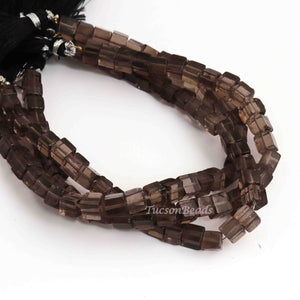 1 Strand Smoky Quartz Faceted Cube Beads Briolettes - Box Shape  5mm-6mm 8 Inches BR2954 - Tucson Beads