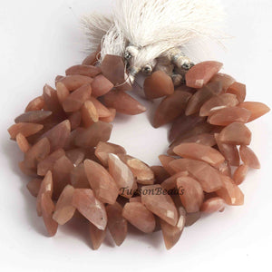 1  Strand Peach Moonstone Faceted Briolettes  - Moonstone  Briolettes  25mmx11mm-17mmx9mm -8.5 Inches BR2703 - Tucson Beads