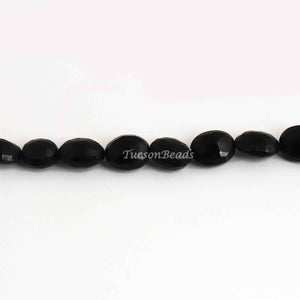 1 Strand Black Onyx  Faceted Briolettes -Oval Shape  Briolettes 12mmx9mm-8 Inches BR2909 - Tucson Beads
