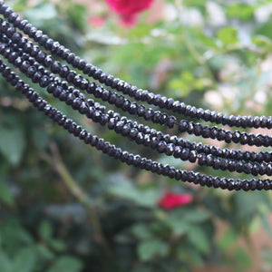1 Strands Black Spinel  Faceted Rondelles , Gemstone Rondelles - 6mm -13 inche BR246 - Tucson Beads