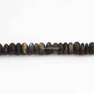 1  Strand Labradorite Faceted Roundels - Round Roundels Beads 8mm-13mm -8 Inches BR2929 - Tucson Beads