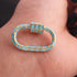 1 Pc Light Blue Color Designer Enamel Carabiner - 925 Sterling Vermeil- Enamel Lock 30mmx19mm  CB099