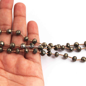 1 Strand Natural Pyrite Faceted Roundels - Round Shap Natural Pyrite Beads 6mmx4mm-8 Inches BR2905 - Tucson Beads