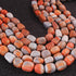 1 Strand Orange & Grey Opal Smooth Tumble Shape Beads,  Plain Nuggets Gemstone Beads 13mmx12mm-18mmx14mm 13 Inches BR02836