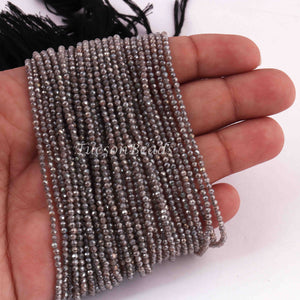 5 Strands Labradorite Silver Coated Finest Quality Rondelles 2mm 12.5 inch strand RB207 - Tucson Beads