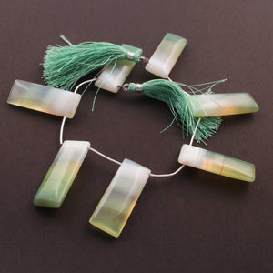 1 Strand Shaded Chrysoprase Chalcedony Smooth Briolettes - Rectangle Shape Briolettes - 34mmx11mm-36mmx13mm - 8 Inches BR2349 - Tucson Beads