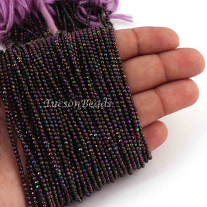 5 Strands Black Spinel Pink Coated Faceted Balls Beads 2mm 13 inch strand RB205 - Tucson Beads