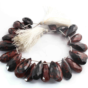 1  Long Strand Shaded Red Jasper  Faceted Briolettes - Pear Shape Briolettes -33mmx13mm-27mmx12mm - 9 Inches Br01595 - Tucson Beads