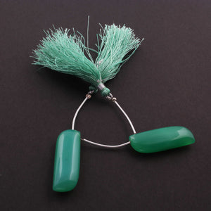 1 Strand Green Chalcedony Smooth  Briolettes - Fancy Shape Briolettes - 33mmx11mm-34mmx11mm - 4 Inches BR2631 - Tucson Beads