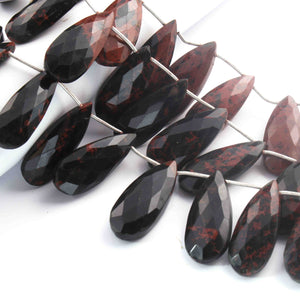 1  Long Strand Shaded Red Jasper  Faceted Briolettes - Pear Shape Briolettes -33mmx13mm-27mmx12mm - 9 Inches Br01595 - Tucson Beads