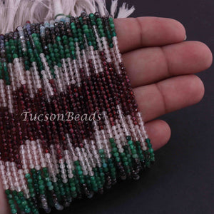 5 Long Strands Multi Stone  Rondelles Faceted Beads -Round  Rondelles -  2mm 12.5 inch RB170 - Tucson Beads