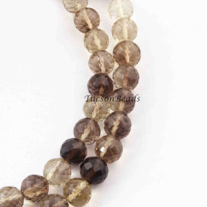 1 Strand Bio Lemon Quartz & Smoky Quartz Faceted Rondelle -Rondelle Beads 7mm-9mm 8 Inches BR863 - Tucson Beads