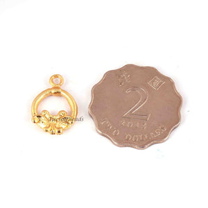 10 Pcs Designer Copper Casting Fancy Round Charm Pendant  - 24k Gold Plated  - Copper Fancy Charm Pendant 20mmx14mm GPC722 - Tucson Beads