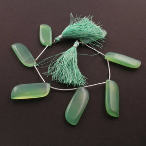1  Strand Green  Chalcedony Smooth  Briolettes -  Fancy Shape Briolettes - 32mmx13mm-37mmx14mm -8 Inches BR451 - Tucson Beads