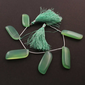 1  Strand Green  Chalcedony Smooth  Briolettes -  Fancy Shape Briolettes - 32mmx13mm-37mmx14mm -8 Inches BR451 - Tucson Beads