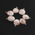 11 Pcs Mother Of Pearl 925 Silver Plated Faceted Round Shape Pendant  - 16mmx12mm & 19mmx14mm -PC572