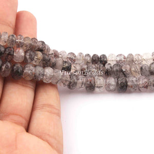 1 Long Strand Black Rutile Faceted Rondelles - Gemstone Rondelles 7mm-9mm 9 Inches BR816 - Tucson Beads